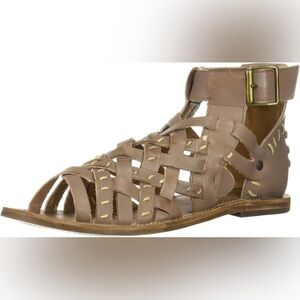 Musse & Cloud Women's Adelle Flat Women's Tan Leather Sandals Gladiator Size 9